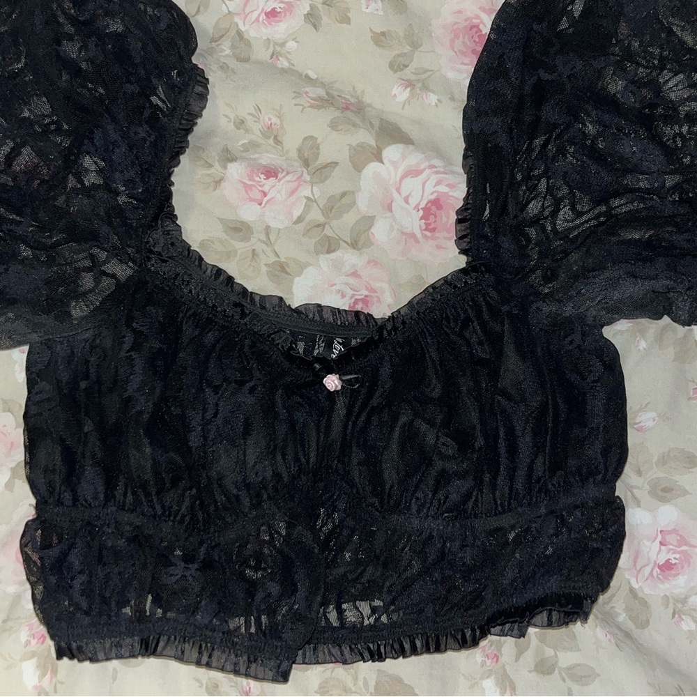 Black lace bustier crop top